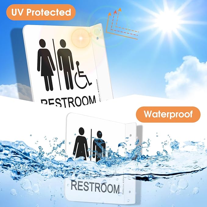 Faittoo Restroom Sign, Bathroom Signs, 4 Pack 6 x 6 Inches Acrylic Sign, for Office or Business Bathroom and Toilet Door or Wall Decor, Indoor Outdoor Use (Men and women with Handicap)