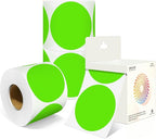 3 Inch Round Colored Dot Stickers, 2000 PCS, 4 Rolls in Dispenser Box - Light Green Circle Color Coding Labels Dot Labels for Office, Home, Inventory Organizing