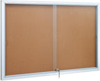 SWANCROWN Glass Enclosed Bulletin Board 48"x32", Locking Cork Board with Sliding Glass Doors for Indoor Use