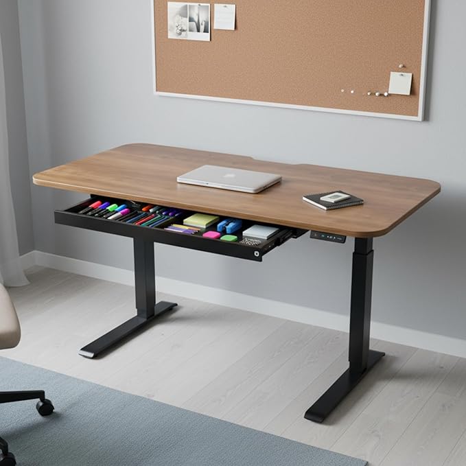 PERFECT POSTURE Under Desk Storage Drawer With Lock – Slim Pen & Pencil Drawer for Regular & Sit-Stand Standing Desks, White (33” x 9.4”)