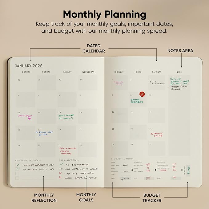 Dated, 2026 Planner, 8.5" x 11" - The Productivity Planner to Achieve Your 2026 Goals - Planner 2026-2027 by PRODUCTIVITY STORE (A4, BLACK)