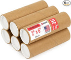 Paclord 2" x 6" Heavy-Duty Reinforced Cardboard Mailing Tube, Pack of 6 Tubes with 12 Caps – Secure USPS Approved – Great for Shipping and Storing of Prints, Artwork, Posters or Documents