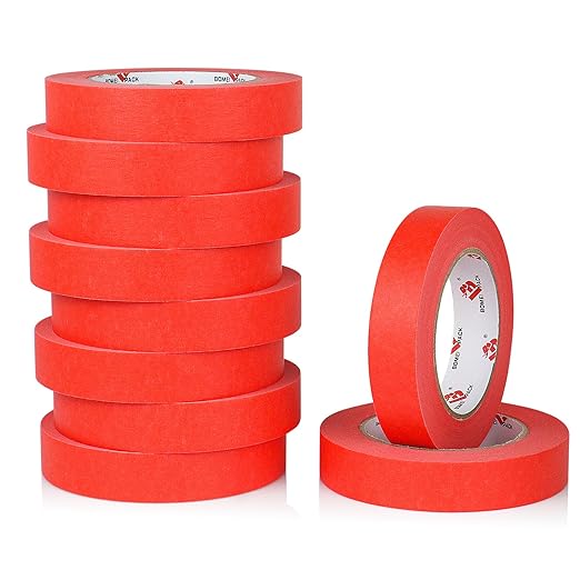 BOMEI PACK Red Painters Tape 1 Inch - Paint Tape 10 Rolls x 1 Inch x 55 Yards - Painter's Tape Red Masking Tape for Walls Painting, DIY Crafting, and School Projects, Total 550 Yards