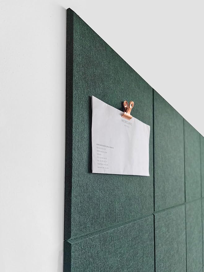 DECORITA Green Bulletin Board | Large Cork Boards Alternative for Walls | Felt Cork Board for Office, Home & Classroom | Green Office Classroom Supplies | Felt Wall Tiles (12-Pack) | Aurora Green