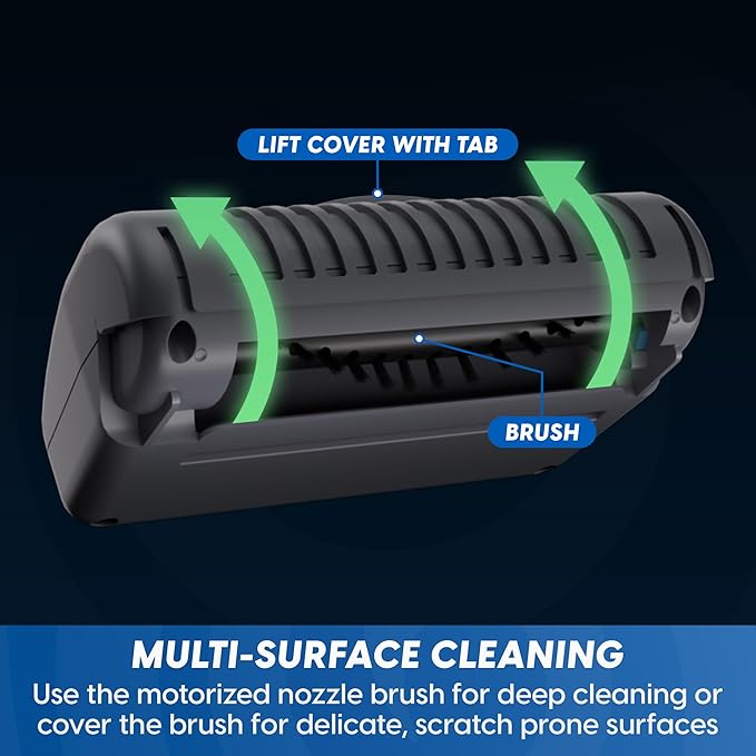 Vacmaster Pet Hair Cordless Hand Vacuum with Motorized Nozzle, 2-Speeds, LED Light, for Home & Car, Dusting Brush, Precision Nozzle, and Crevice Tool