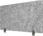Stand Up Desk Store ReFocus Raw Clamp-On Acoustic Desk Divider Mounted Privacy Panel to Reduce Noise and Visual Distractions (Castle Gray, 47.25" x 16")
