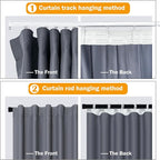 hoeflife Room Divider Curtains Blackout Floor to Ceiling Curtain with Hook Wall Mount Sliding Door Curtains Ceiling Mount Extra Wide Curtain Wall Divider for Room Separation (Grey, W180 x H96 Inch)