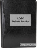 Geslun Personalized Vegan Leather 3 Ring Binder, Custom 8.5 x 11 Letter Size Folio with Pen Holder, Soft Notebook Portfolio Cover, Notepad Padfolio Organizer for Meeting, Black