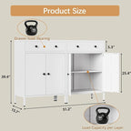 TaskStorz Metal Storage Cabinet with Drawer and Adjustable Shelf, 2-Piece Set White Steel Sideboard Buffet Cabinet, Coffee Bar Cabinet for Kitchen, Dining Room, Entryway