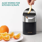 Navaris Black Mini Trash Can - Small Bin with Stainless Steel Swing Lid for Easy Access - Desktop Bin Ideal for Office, Bathroom and Kitchen Counter - Compact and Easy to Clean
