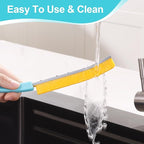 JOYMOOP 4 Pack Crevice Cleaning Brush, Turquoise Hard Bristle Grout Brush, House Cleaning Supplies, Magnetic Gap Cleaning Brush for Kitchen, Bathroom, Window, Toilet, Multifunctional Cleaning Tools