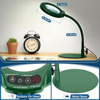 IVMAIE 10X Magnifying Glass with Light, Real Glass Lens, 5 Color Modes Dimmable, Flexible Gooseneck Lighted Magnifier with Stand, LED Desk Lamp Hands Free for Crafts Painting Reading Close Work, Green