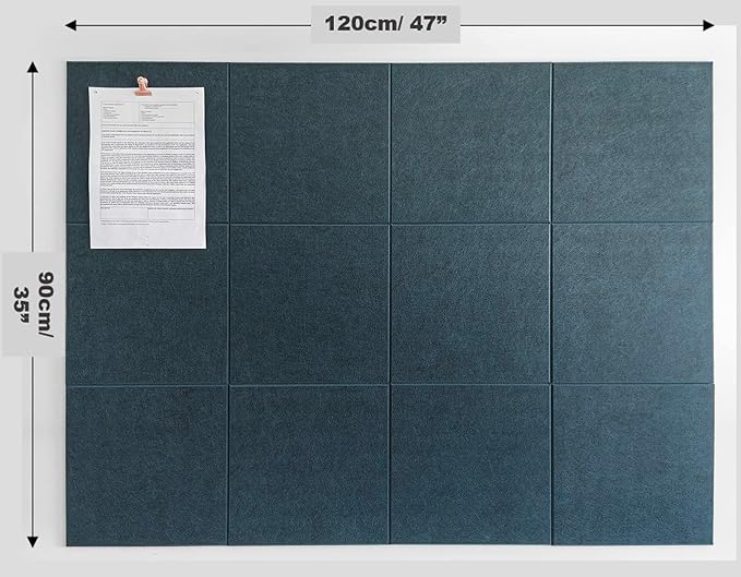 DECORITA Dark Green Bulletin Board | Large Cork Boards Alternative for Walls | Felt Cork Board for Office, Home & Classroom | Green Office Classroom Supplies | Felt Wall Tiles (12-Pack) | Emerald
