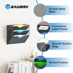 Gawerk 3 Tier Hanging Wall File Organizer, Mesh Mail Paper Orgnization Hanging File Folder Holder for Home Office, Black