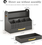 Bamboo Mail Organizer Countertop with Drawers, Wood Desk File Organizer Desktop Paper Organization Storage Bill & Letter Sorter Holder for School Home Office Supplies, No Assembly Required (Black)