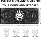 Mysterious Starry Sky Moon and White Snake Pattern Large Extended Gaming Mouse Pad E-Sports Office Desk Mat Keyboard Pad Rubber Non-Slip Computer Mouse Mat Suitable for Home Office Work(27.5X11.8 in)