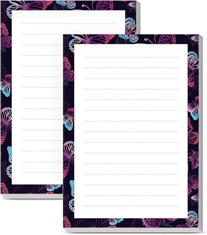 SXboxing Sticky Notes 4X6 Inches, 2 Pack Large Cute Self-Stick Pads, Bright Funny Memo Pads Easy to Stick for Home, Office Purple Cute Butterfly