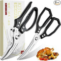TIVOLI Kitchen Scissors Set Black,Japanese Stainless Steel Kitchen Shears for Food, Heavy Duty Poultry Shears,Meat Scissors for Chicken Bones,Korean BBQ and Turkey,Ideal Gift