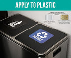 Recycle and Trash Magnets for Kitchen Trash Cans and Recycling Bins, Indoor Trash and Recycle Magnet Combo for Garbage Can Logo Symbol, 2 Magnetic Sticker Adhesives, 5.5 Inch Square, Waste Bin (Blue)