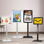 Sign Holder Stand, Heavy-Duty 8.5x11 Inch Aluminum Floor Stand for Posters & Signs with PVC Sleeve & Weighted Base | Silver