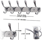 SKOLOO Modern Metal Wall Coat Rack with 5 Hooks, Sturdy Wall Hook Rack for Hanging Jacket, Clothes, Hat, Silver