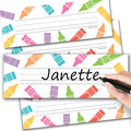 Desk Name Tags for Classroom -25 Student Name Plates for Classroom Kindergarten, Preschool, 1st, 2nd & 3rd Grade, 9x3 Teacher Nameplates for Student Desks & Cubbies, Pastel Nametags