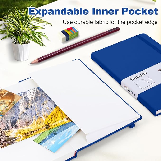 SUQJOY Lined Journal Notebooks for Writing, 100 GSM Thick Paper, 1 Pack Hardcover Notebooks, A5 College Ruled Notebook, Journaling Notebook for School/Travel/Office (Blue- 1 Pack)