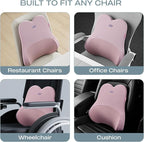 Skechers Air-Cooled & Memory Foam Lumbar Pillow,Lumbar Support Pillow for Office,Chair Lower Back Pain Relief Lumbar Pillow,Ergonomic Design Back Support Pillow for Office Chair,Car,Home,Travel,Pink