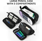 Easozoom Large Game Controller Pencil Case for Teen girl Kid Capacity Pen Box Pouch Organizer Holder Bag with 3 Compartments & Zipper School College Office Supplies (1PCS Pencil Case) (Purple&White)