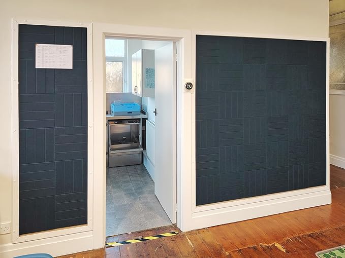 DECORITA Felt Bulletin Board Tiles | Modern Cork Board Alternative | Large Cork Boards for Walls | Aesthetic Felt Wall Panels for Office & Home Decor | Pinboard & Photo Board (12-Pack) | Gray Black
