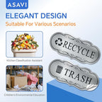 ASAVI Trash & Recycle Stickers – 2-Pack Self-Adhesive Vinyl Labels, Waterproof & Durable (Brushed Silver Black, Medium 6.3 x 2.7 inches)