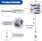 Fueled by Coffee and Chaos Funny Badge Reel | Retractable ID Card Badge Holder | Coffee Lover Badge Buddy | Office Gifts for RN CNA MA LPN ER Nurse Doctor Teachers Coworkers | Acrylic｜Alligator Clip