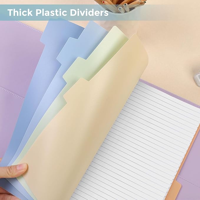 SKYDUE Durable Plastic 8-Tab Dividers,2sets,Big Tab Dividers for 3 Ring Binder, Write&Erase 3 Ring Binder Dividers with Tabs,with Sticker Labels