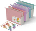 Extra Capacity Hanging File Folders, 3.15" Reinforced Wheat Straw Expanding Hanging Folder Letter Size, Heavy Duty for Filing Cabinets, File Organizer for Office & Home-3 Packs