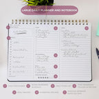 Merely Home Undated Daily Planner | 8.25” x 11.75” Work To-Do Notebook | ADHD Academic Organizer | Multi-Layout | Men and Women Planner | College Supplies | Pink | Landscape Layout