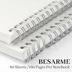 BESARME 80 Sheets A4 Dot Grid Spiral Notebook, 2PCS Dotted Notebook 8.5" × 11" College Ruled Grid Notebooks for School Office