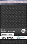 MAILERVIEW Black Small Bubble Mailers 4x8 Inch #000 | Thick Padded Poly Bubble Mailer Envelopes | 500 Pack Bulk | Trading Card Sports Card Shipping