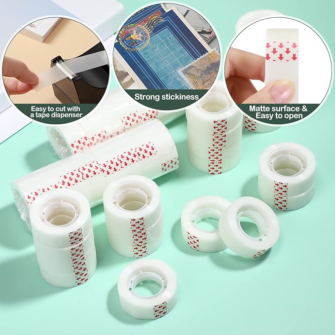 Yahenda Invisible Tapes, 96 Rolls 0.75x1000 Inches Clear Matte Finish Tape Refill for Dispenser for Office Home School Use, Engineered for Repairing Correction and Labeling