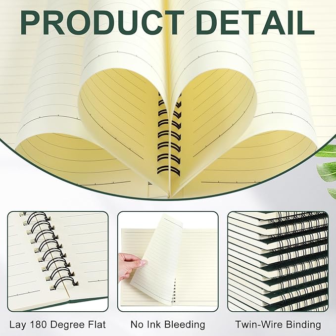 Yahenda Spiral Notebook Bulk A5 Journal Lined 8.3'' x 5.5'' Writing Composition Paper Small Notepad Subject Notebook for Students Office Business Back to School Supplies(Deep Green,54 Pcs)