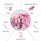 Paper Clips and Binder Clips Small with Decorative Push Pins Cips for School Home Office Aesthetic Desk Accessories,220PCS