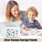 20 PCS Clear Stamps Storage Panels,Resealable Die Cut Storage Bag, White Plastic Stamps Organizer Panels, Clear Stamp Organizer Set for Die Cutting and Decorative