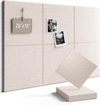 Fluxynara Felt Bulletin Board Tiles -28"x18" Cork Board Alternative for Office Decor, Push Pin Board Wall Organizer 6-Pack - Oatmeal
