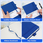 Dynta Hardcover Journal Notebooks 10 Pack A5 Lined Journals Bulk 5.8 x 8.4 Inch 160 Pages/80 Sheets College Ruled with Pen Loop Notebooks for Work, Writing, Note Taking (Blue)