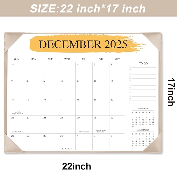 Desk Calendar 2026 – 18-Month Desktop Calendar from Jan 2026–Jun 2027, for Office, School & Home Use – Large Teacher Desk Calendar 22x17 (Apricot)