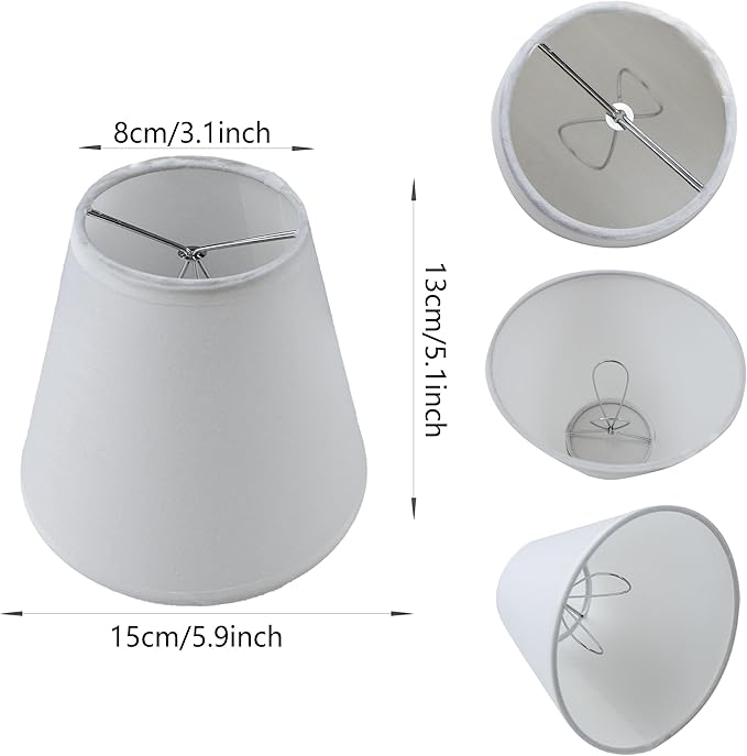 TAaMTYH small lamp shade chandelier shades set of 6，Fabric Lampshade for Wall Lamp，chandelier shades，small table lamps，For Cutting Edge bulbs, Clip-on Fitter Lampshade，3" X 6" X 5"