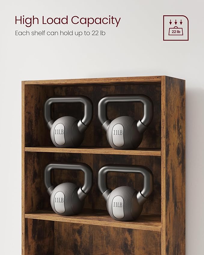 VASAGLE CUSTOS Collection - Bookshelf, 3-Tier Bookcase, Book Shelf, Open Storage Shelf, 9.4 x 23.6 x 32 Inches, for Living Room, Home Office, Dinning Room, Rustic Brown ULBC163X01