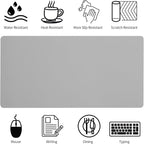 Bloss Large Desk Pad, Grey Desk Mat, Desk Pads on Top of Desks, Computer Mat Non-Slip, Desk Blotter Waterproof, Easy to Clean - Light Grey (31.5 x 15.7 Inches)