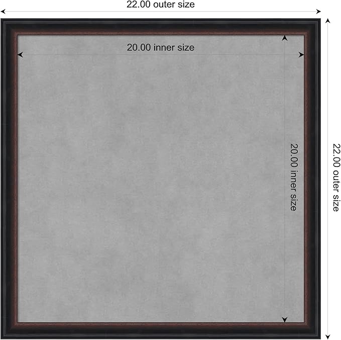 Amanti Art Black Framed Magnetic Board 22x22 Medium Vision Board for use with Magnets, 100% Metal Sheet to Display Items as Office Decor or for Home Organization in mudroom, Kitchen or Kids Room