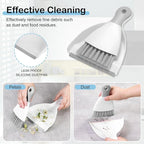 NACENA Mini Dustpan and Brush Set, Small Broom and Dustpan Set Dust Pan and Mini Hand Broom Dustpan and Broom Combo Compact for Home Table Keyboards Sofa Kitchen, White & Gray
