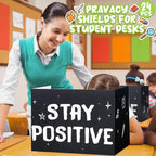 Honoson 24 Pcs Bulk Inspirational Privacy Folders for Students Cardboard Test Privacy Boards Motivational Words Desk Dividers Shield for Classroom School Study Supplies, 6 Styles(Monochromatic)